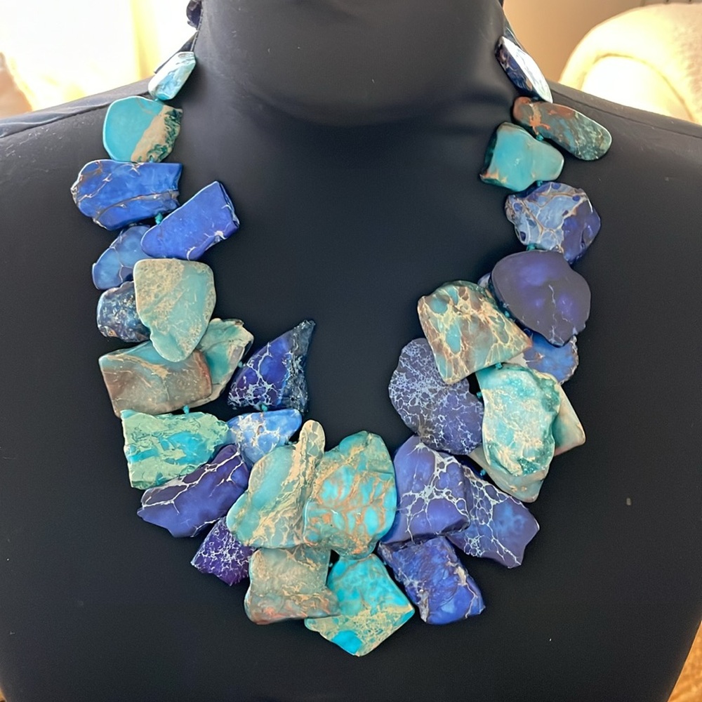 Statement necklace. 21.5” adjustable stone necklace for men or women.